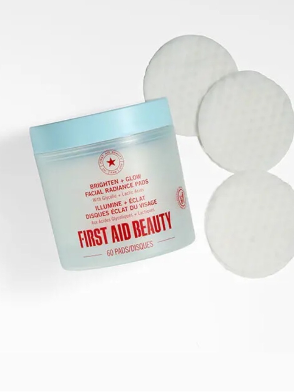 FIRST AID BEAUTY Brighten + Glow Facial Radiance Pads NEW 60 pads sensitive skin